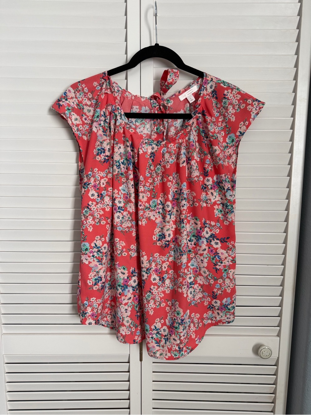 LC Lauren Conrad Coral Floral Blouse